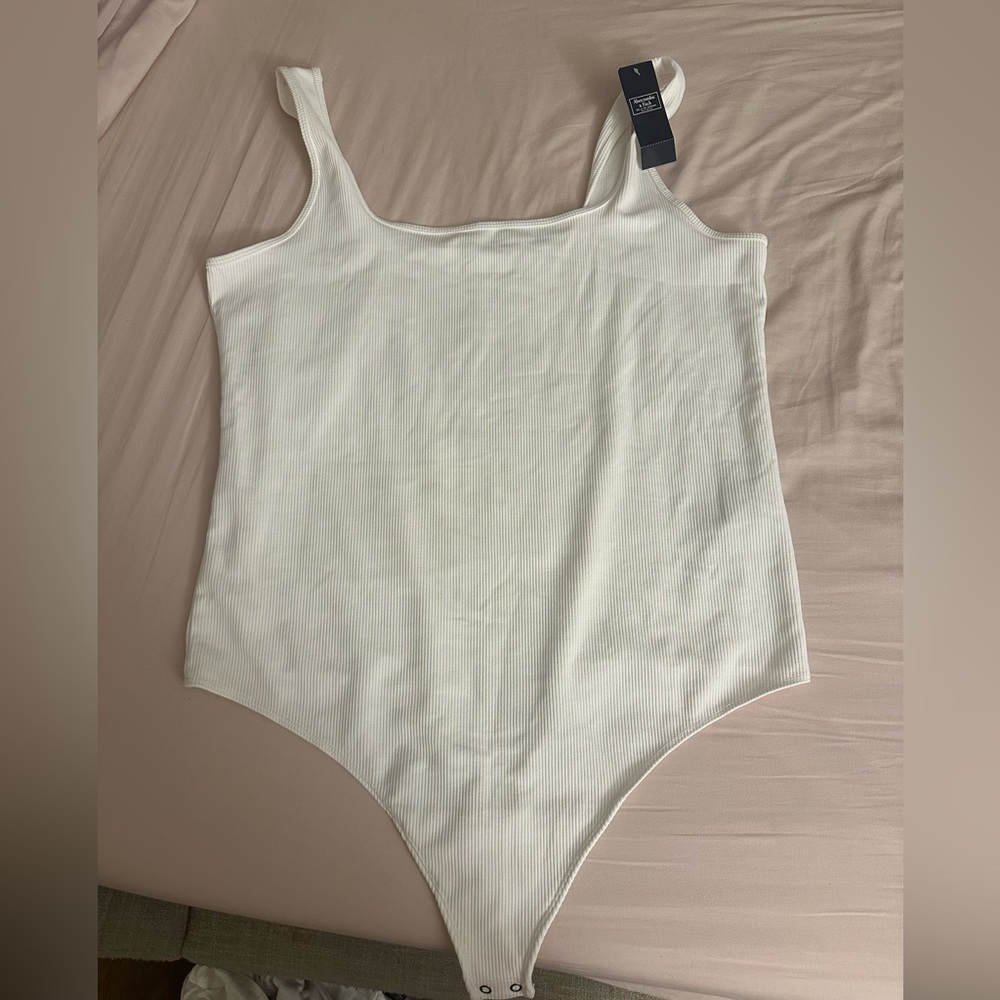Abercrombie & Fitch White Ribbed Bodysuit